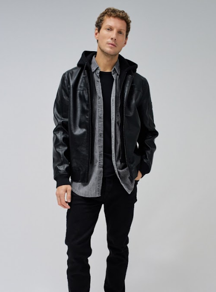 Bomber negra efecto piel SALSA.