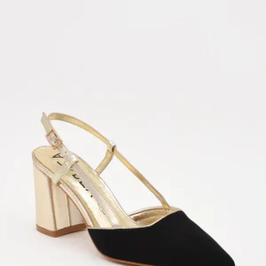 Zapatos de tacón negros con dorado AZAREY.