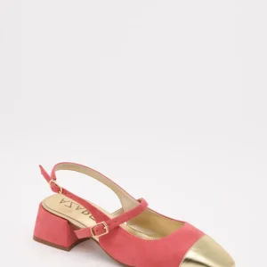Zapatos coral con punta dorada AZAREY.