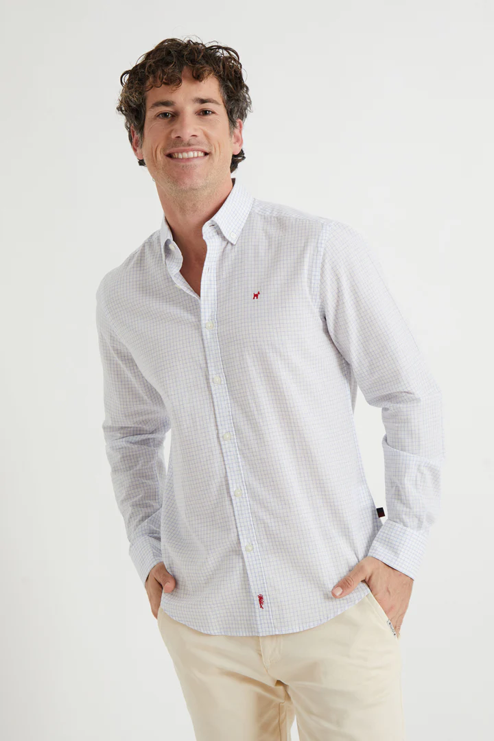 Camisa cuadro Lino Celeste WILLIOT.