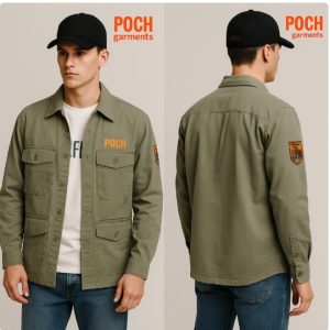 Chaqueta con parches kaki POCH GARMENTS.