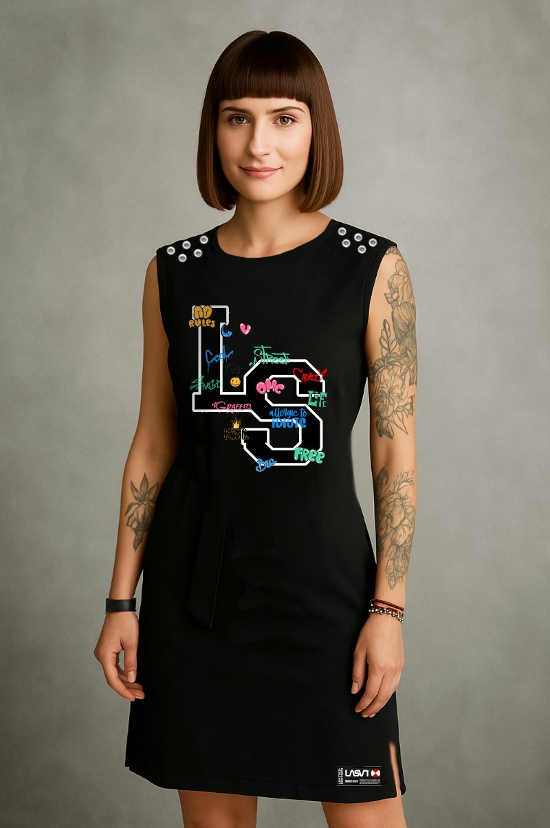 Vestido LS negro LASAL.