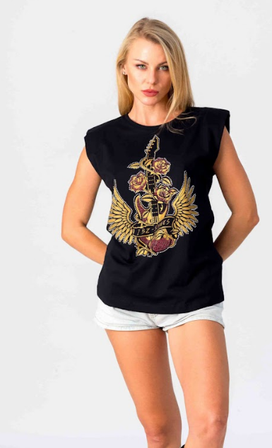 Camiseta negra Roses IBIZA STONES.