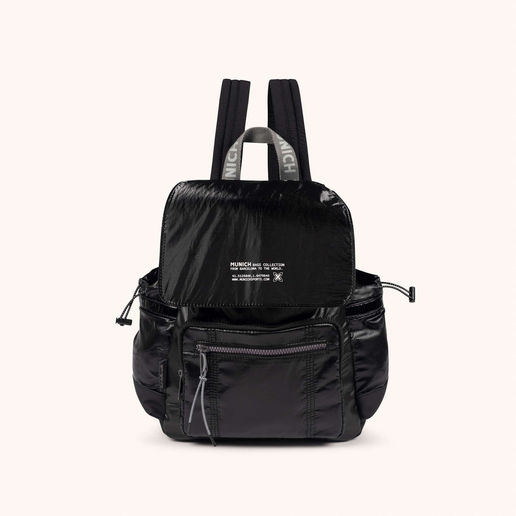 Mochila negra para portátil poliamida reciclada MUNICH.