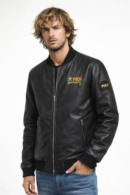 BOMBER NEGRA POCH GARMENTS 1 Chaqueta Bomber negra polipiel POCH GARMENTS.