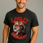 Camiseta Bad Tiger negro desgastado LASAL.