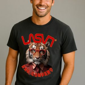 Camiseta Bad Tiger negro desgastado LASAL.