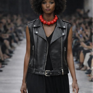 Chaleco Biker efecto piel con detalle tartán PUCHITA BY PO.