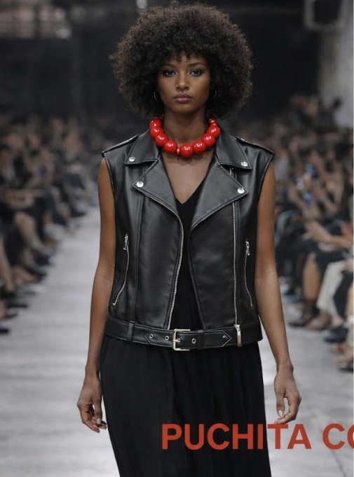 Chaleco Biker efecto piel con detalle tartán PUCHITA BY PO.