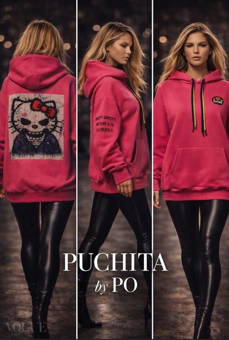 Sudadera fucsia Kity Punk PUCHITA BY PO