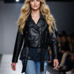 Cazadora Biker bordado en plata PUCHITA BY PO.