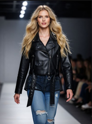 Cazadora Biker bordado en plata PUCHITA BY PO.