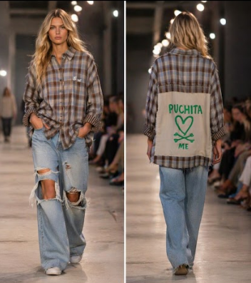 Camisa de cuadros azul/camel PUCHITA BY PO.