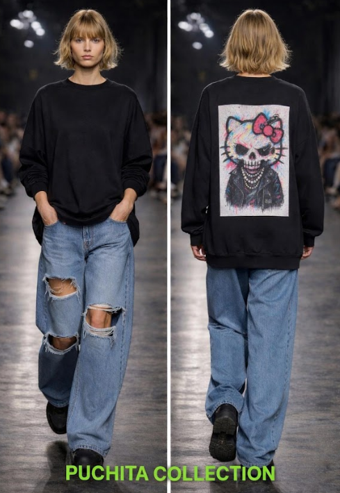 sudadera negra Sudadera negra Skull Hello Kity PUCHITA BY PO.