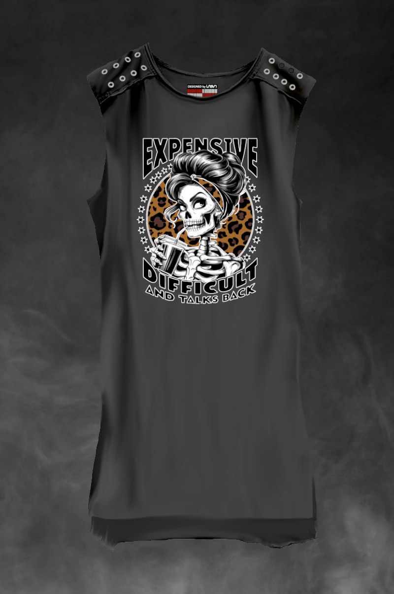 Vestido Print gris oscuro LASAL.